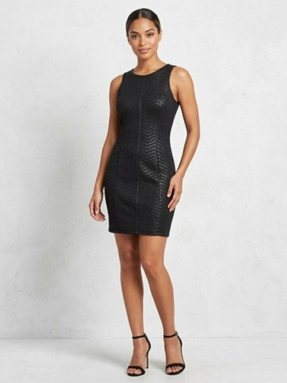 Monteau Basketweave Textured Black Mini Dress Womens Small Dark Romantic 90s LBD